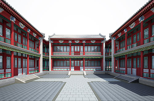 兰州北京四合院设计古建筑鸟瞰图展示