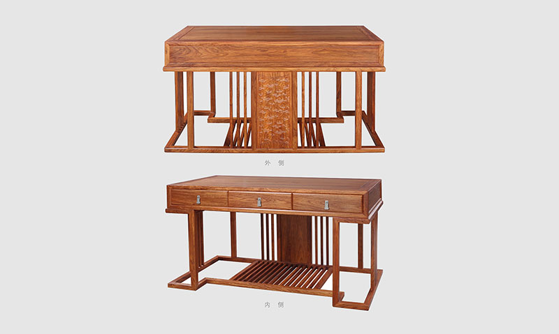 兰州 别墅中式家居书房装修实木书桌效果图
